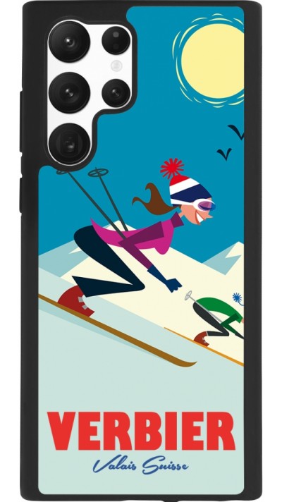 Coque Samsung Galaxy S22 Ultra - Silicone rigide noir Verbier Ski Downhill