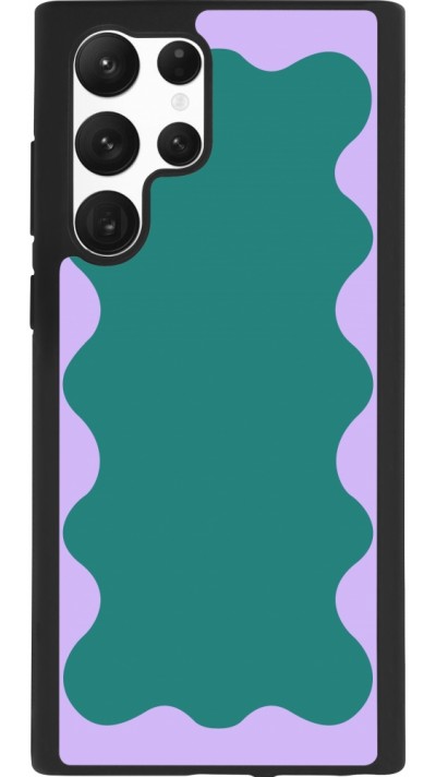 Coque Samsung Galaxy S22 Ultra - Silicone rigide noir Wavy Rectangle Green Purple