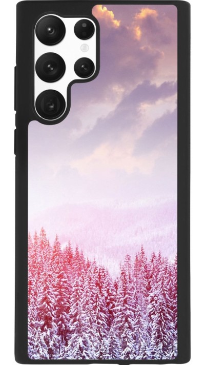Coque Samsung Galaxy S22 Ultra - Silicone rigide noir Winter 22 Pink Forest