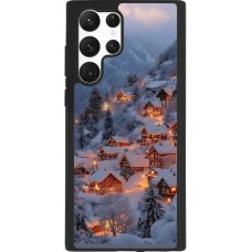 Coque Samsung Galaxy S22 Ultra - Silicone rigide noir Winter 25 Winter snowy village