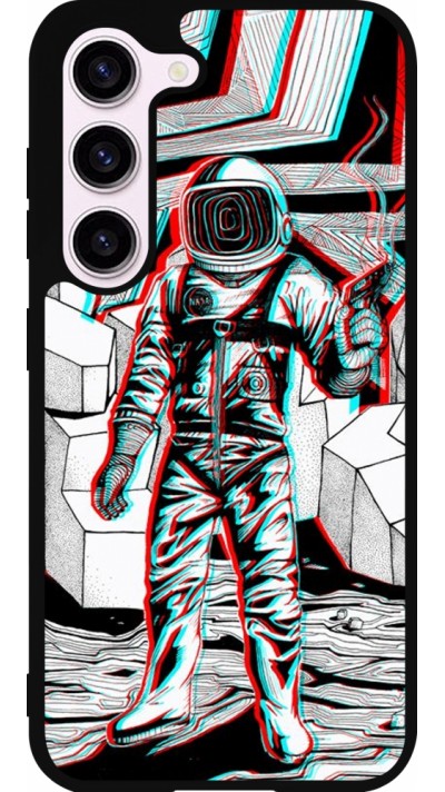 Samsung Galaxy S23 Case Hülle - Silikon schwarz Anaglyph Astronaut