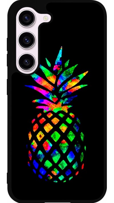 Samsung Galaxy S23 Case Hülle - Silikon schwarz Ananas Multi-colors