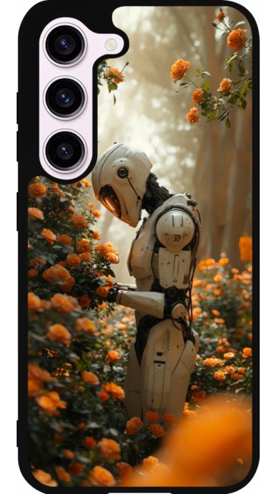 Samsung Galaxy S23 Case Hülle - Silikon schwarz Astronaut flowers 2025