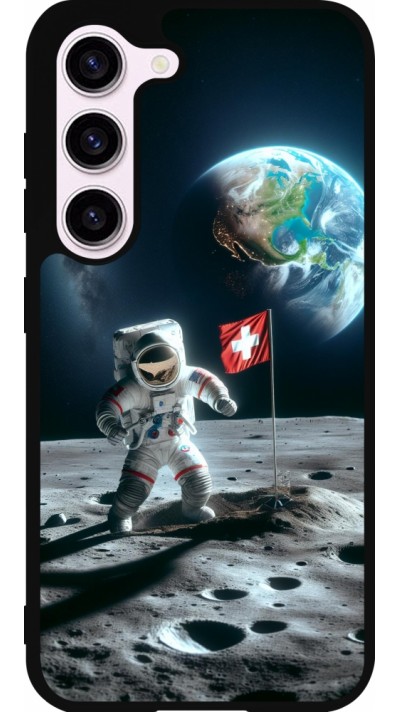 Samsung Galaxy S23 Case Hülle - Silikon schwarz Astro Schweiz auf dem Mond