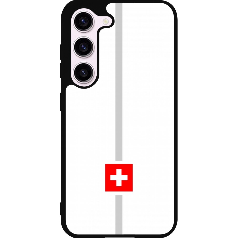 Samsung Galaxy S23 Case Hülle - Silikon schwarz Kanton CH weiss