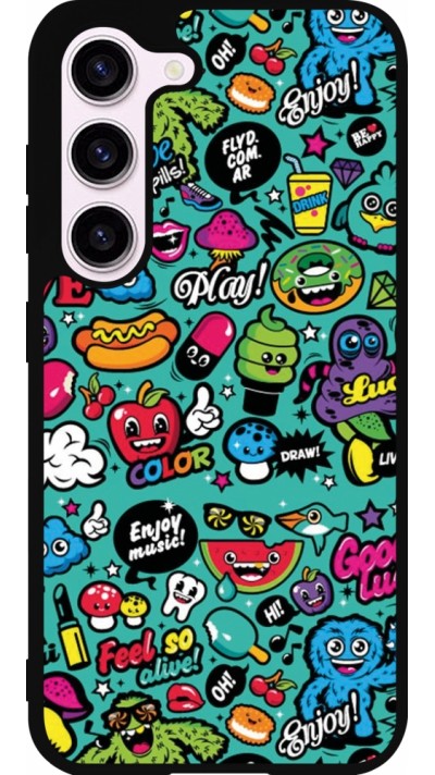 Coque Samsung Galaxy S23 - Silicone rigide noir Cartoons old school