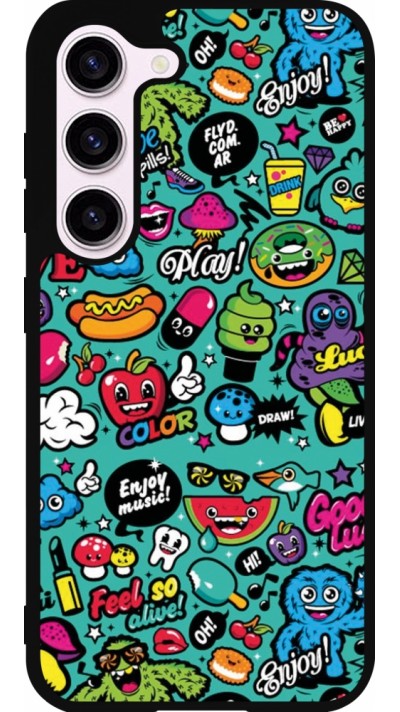 Samsung Galaxy S23 Case Hülle - Silikon schwarz Cartoons old school