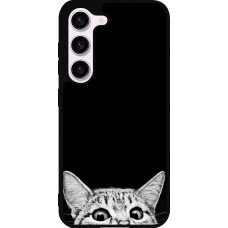 Coque Samsung Galaxy S23 - Silicone rigide noir Cat Looking Up Black