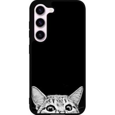 Coque Samsung Galaxy S23 - Silicone rigide noir Cat Looking Up Black