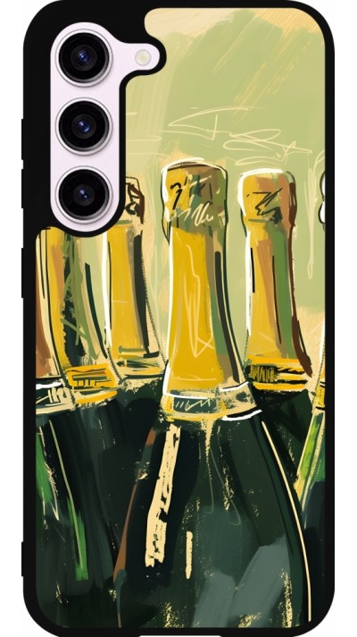 Samsung Galaxy S23 Case Hülle - Silikon schwarz Champagne Malerei