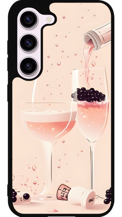 Coque Samsung Galaxy S23 - Silicone rigide noir Champagne Pouring Pink