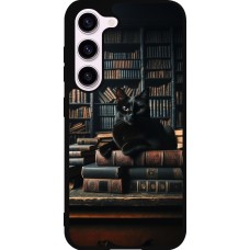 Samsung Galaxy S23 Case Hülle - Silikon schwarz Katze Bücher dunkel