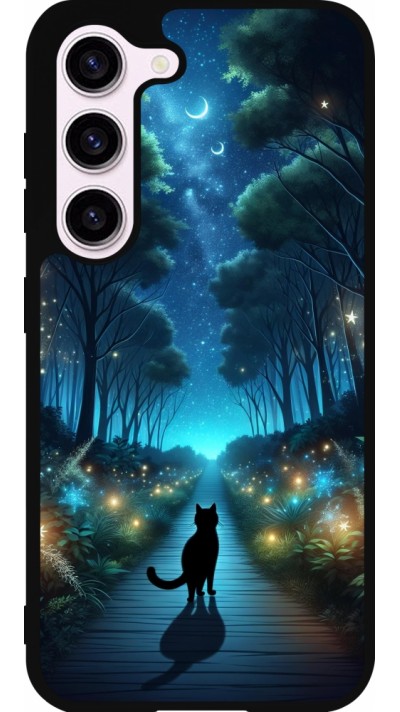 Samsung Galaxy S23 Case Hülle - Silikon schwarz Schwarze Katze Spaziergang