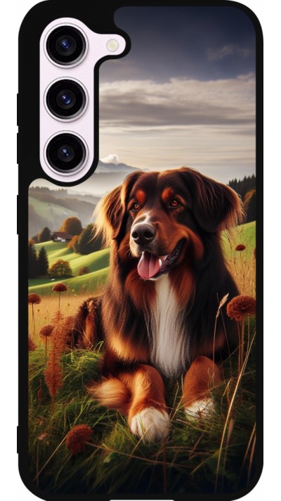 Coque Samsung Galaxy S23 - Silicone rigide noir Chien Campagne Suisse