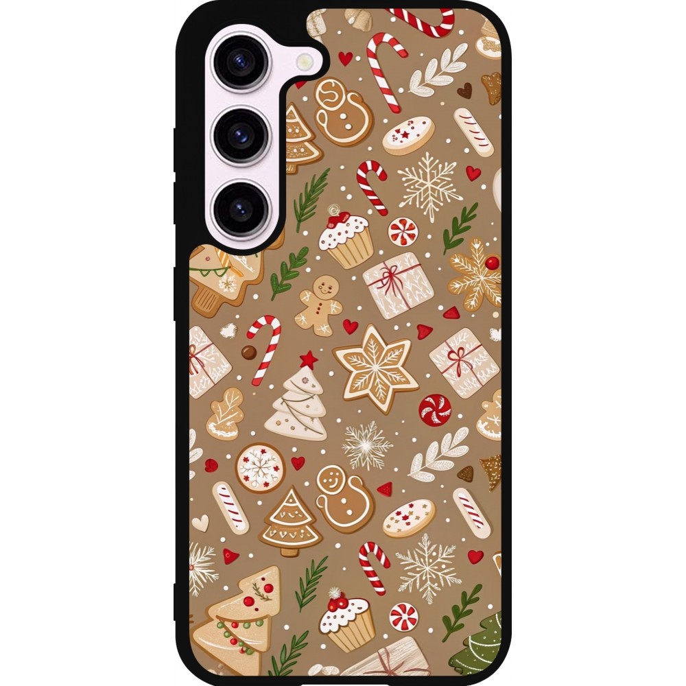 Samsung Galaxy S23 Case Hülle - Silikon schwarz Christmas 25 Pattern Ginger Cookie