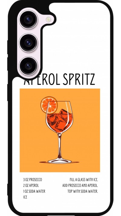 Coque Samsung Galaxy S23 - Silicone rigide noir Cocktail recette Aperol Spritz