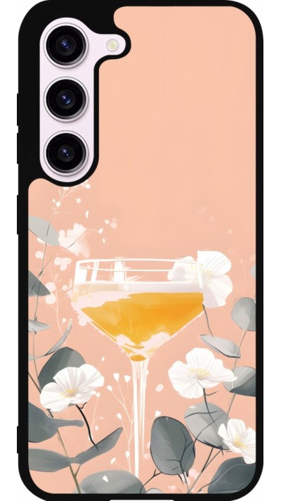 Samsung Galaxy S23 Case Hülle - Silikon schwarz Cocktail Flowers