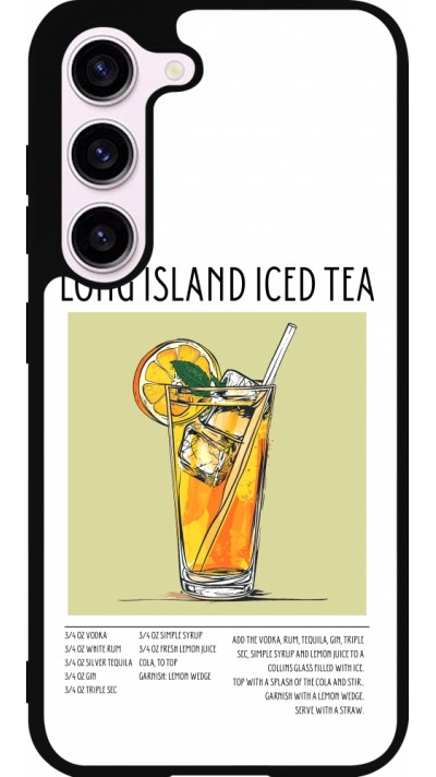 Coque Samsung Galaxy S23 - Silicone rigide noir Cocktail recette Long Island Ice Tea