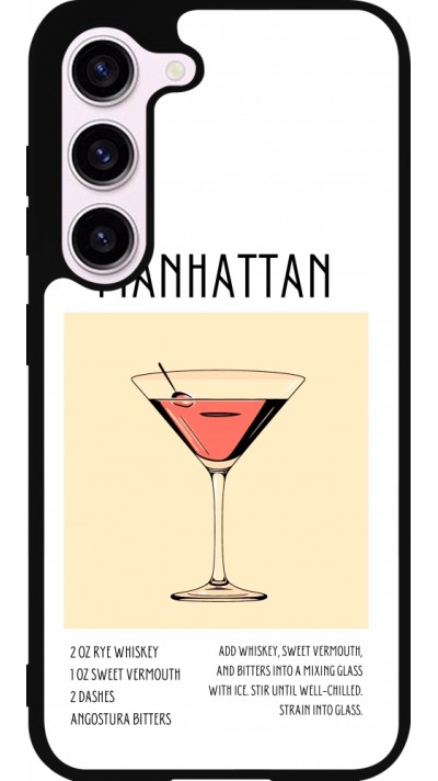Coque Samsung Galaxy S23 - Silicone rigide noir Cocktail recette Manhattan