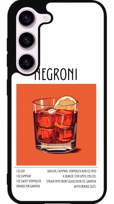 Samsung Galaxy S23 Case Hülle - Silikon schwarz Cocktail Rezept Negroni