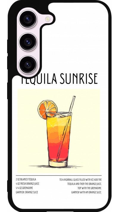 Coque Samsung Galaxy S23 - Silicone rigide noir Cocktail recette Tequila Sunrise