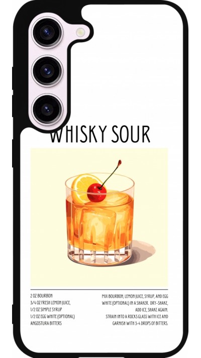 Coque Samsung Galaxy S23 - Silicone rigide noir Cocktail recette Whisky Sour