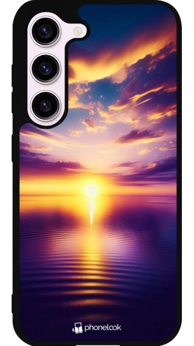 Samsung Galaxy S23 Case Hülle - Silikon schwarz Sonnenuntergang gelb violett