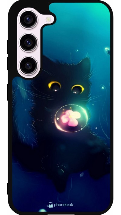 Coque Samsung Galaxy S23 - Silicone rigide noir Cute Cat Bubble