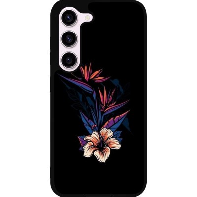 Samsung Galaxy S23 Case Hülle - Silikon schwarz Dark Flowers