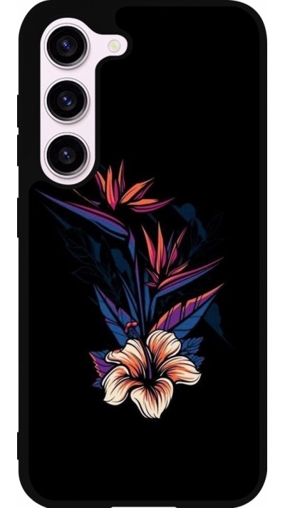 Samsung Galaxy S23 Case Hülle - Silikon schwarz Dark Flowers