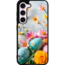Samsung Galaxy S23 Case Hülle - Silikon schwarz Easter 2026 Eggs with flowers