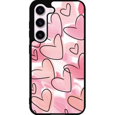 Samsung Galaxy S23 Case Hülle - Silikon schwarz Easter 2023 pink hearts