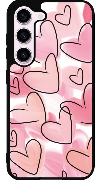Samsung Galaxy S23 Case Hülle - Silikon schwarz Easter 2023 pink hearts
