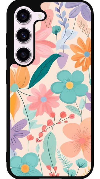 Samsung Galaxy S23 Case Hülle - Silikon schwarz Easter 2024 spring flowers