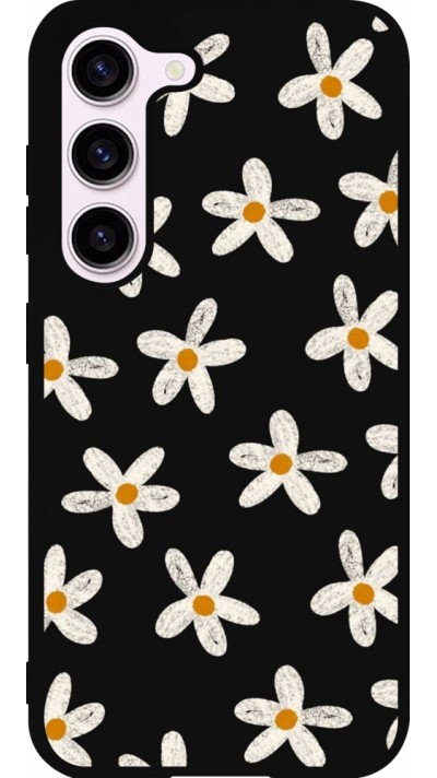 Samsung Galaxy S23 Case Hülle - Silikon schwarz Easter 2024 white on black flower