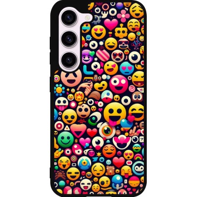 Samsung Galaxy S23 Case Hülle - Silikon schwarz Emoji Mix Farbe