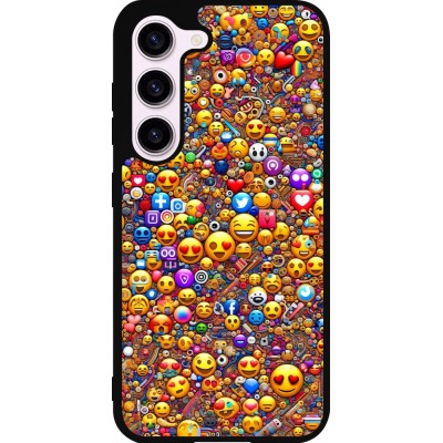 Samsung Galaxy S23 Case Hülle - Silikon schwarz Emoji gemischt