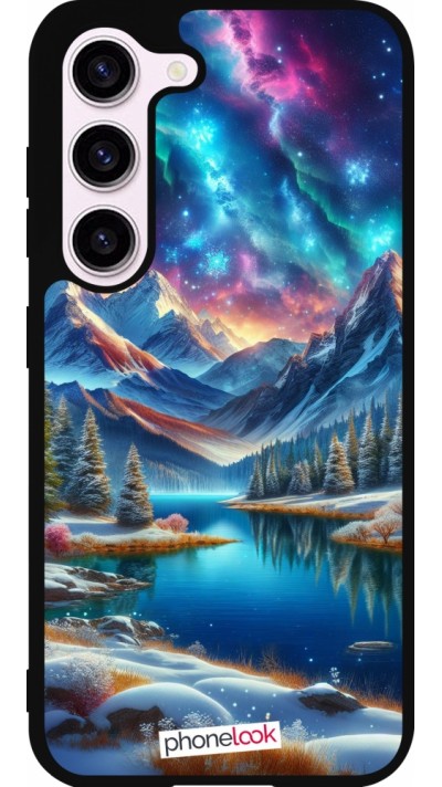 Samsung Galaxy S23 Case Hülle - Silikon schwarz Fantasiebergsee Himmel Sterne