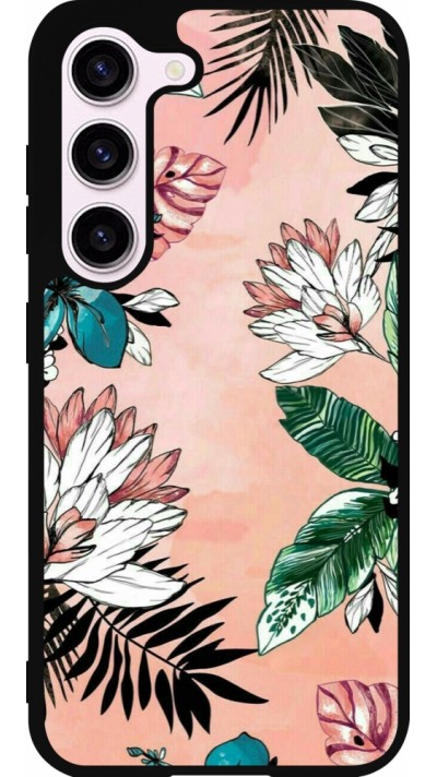 Samsung Galaxy S23 Case Hülle - Silikon schwarz Flowers Artprint