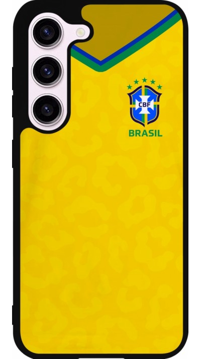 Coque Samsung Galaxy S23 - Silicone rigide noir Maillot de football Brésil 2022 personnalisable