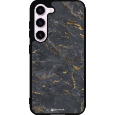 Coque Samsung Galaxy S23 - Silicone rigide noir Grey Gold Marble