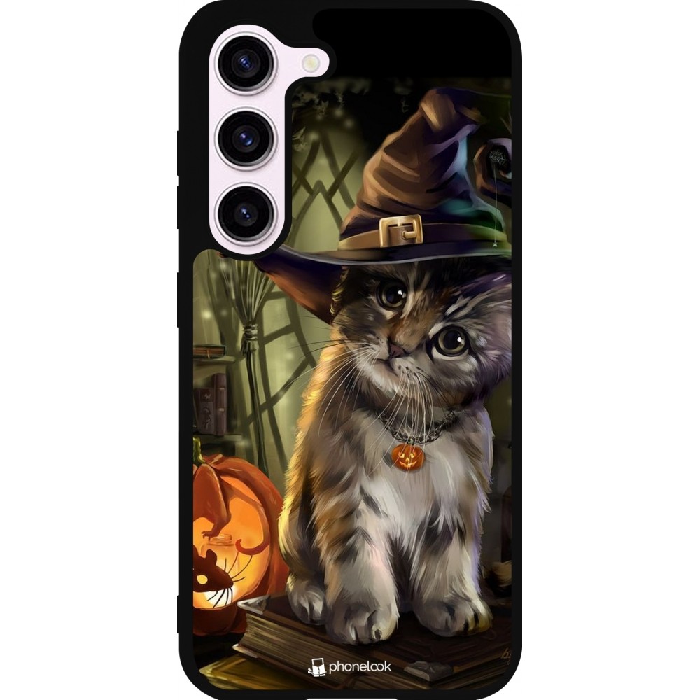 Coque Samsung Galaxy S23 - Silicone rigide noir Halloween 21 Witch cat