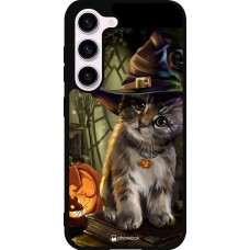 Coque Samsung Galaxy S23 - Silicone rigide noir Halloween 21 Witch cat