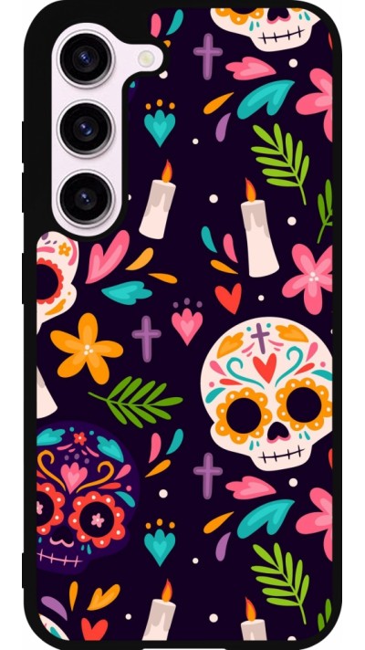 Samsung Galaxy S23 Case Hülle - Silikon schwarz Halloween 2023 mexican style