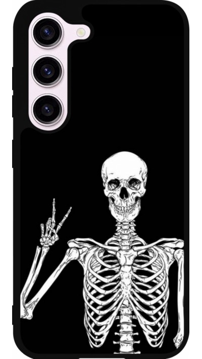 Samsung Galaxy S23 Case Hülle - Silikon schwarz Halloween 2023 peace skeleton