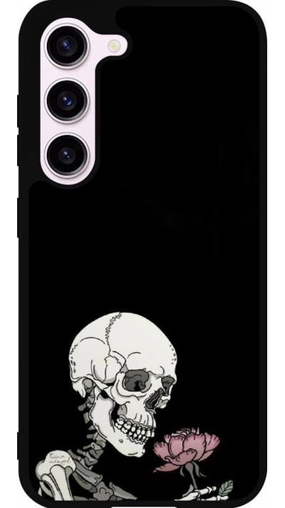 Coque Samsung Galaxy S23 - Silicone rigide noir Halloween 2023 rose and skeleton