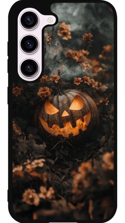 Coque Samsung Galaxy S23 - Silicone rigide noir Halloween 2025 Pumpkin with flowers