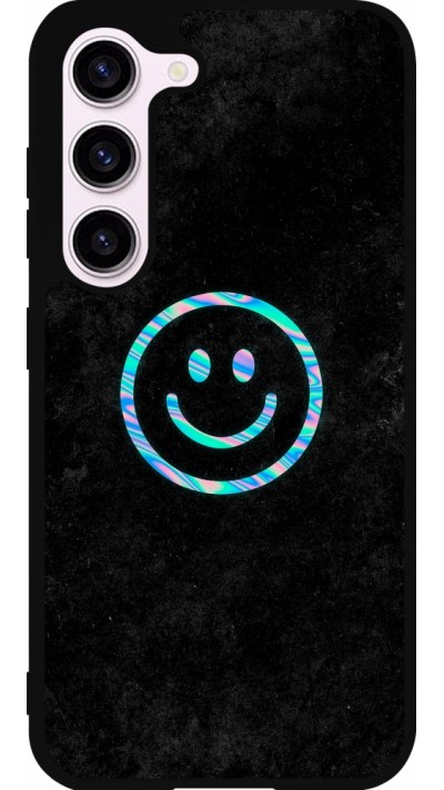 Samsung Galaxy S23 Case Hülle - Silikon schwarz Happy smiley irisirt