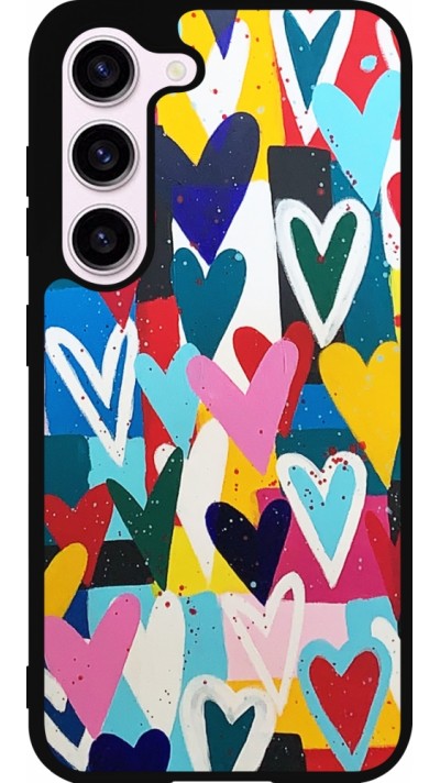 Samsung Galaxy S23 Case Hülle - Silikon schwarz Joyful Hearts
