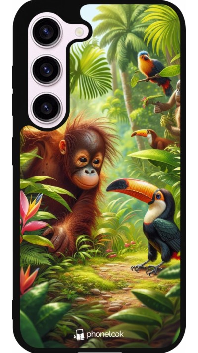 Coque Samsung Galaxy S23 - Silicone rigide noir Jungle Tropicale Tayrona